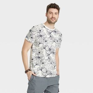 Men's Short Sleeve T-Shirt - Goodfellow & Co™ Off-White/Floral Print